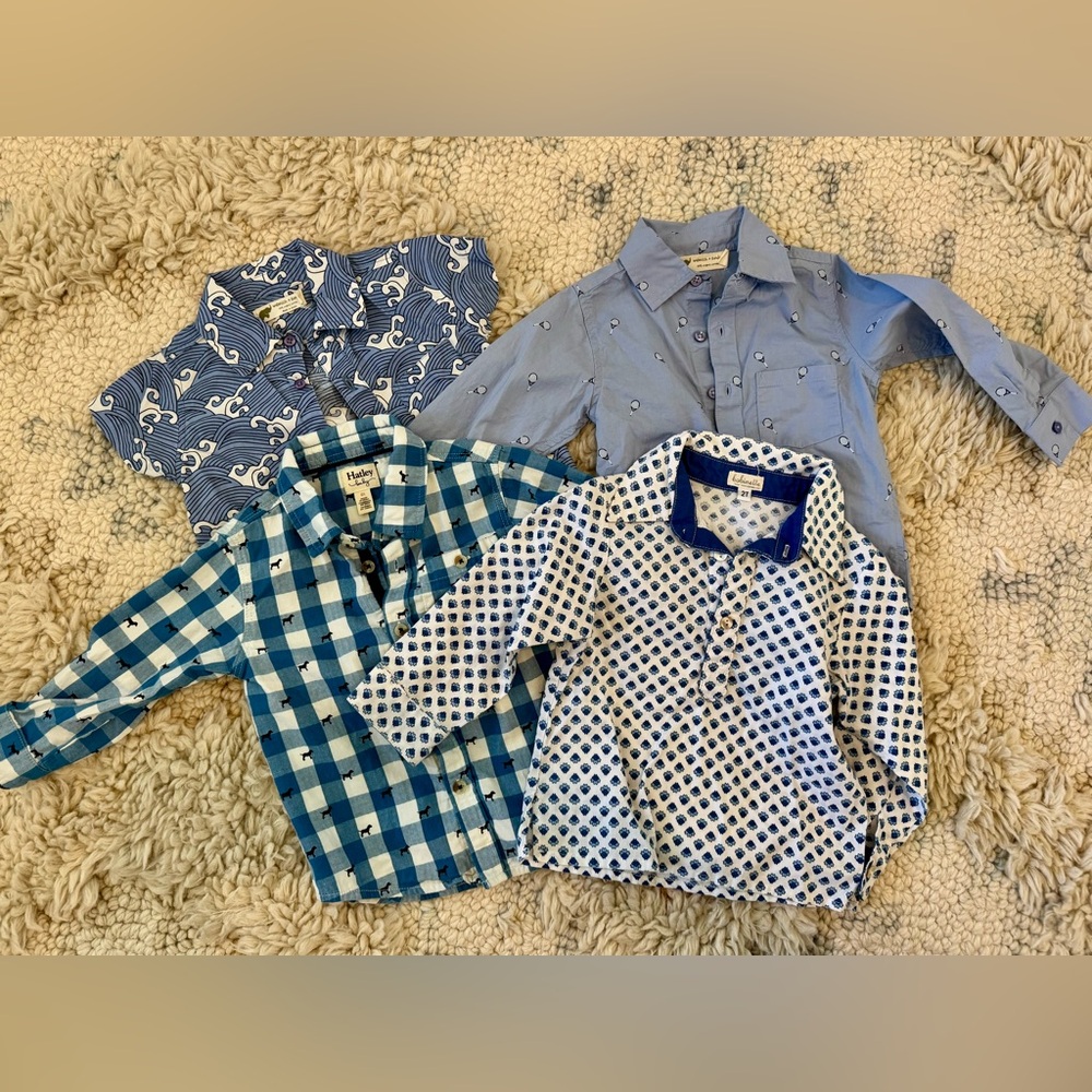 2T boys blue button down dress shirt bundle - like new